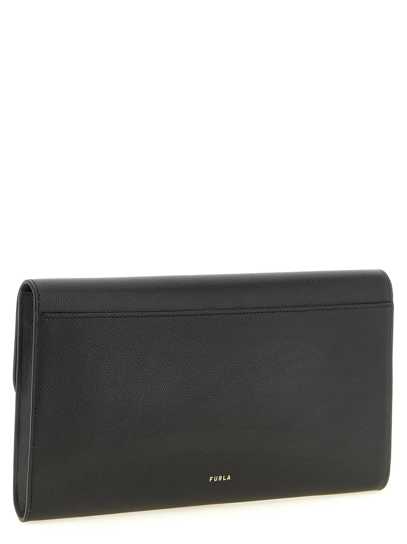 Furla Iride Clutch — Black Printed Calf Leather