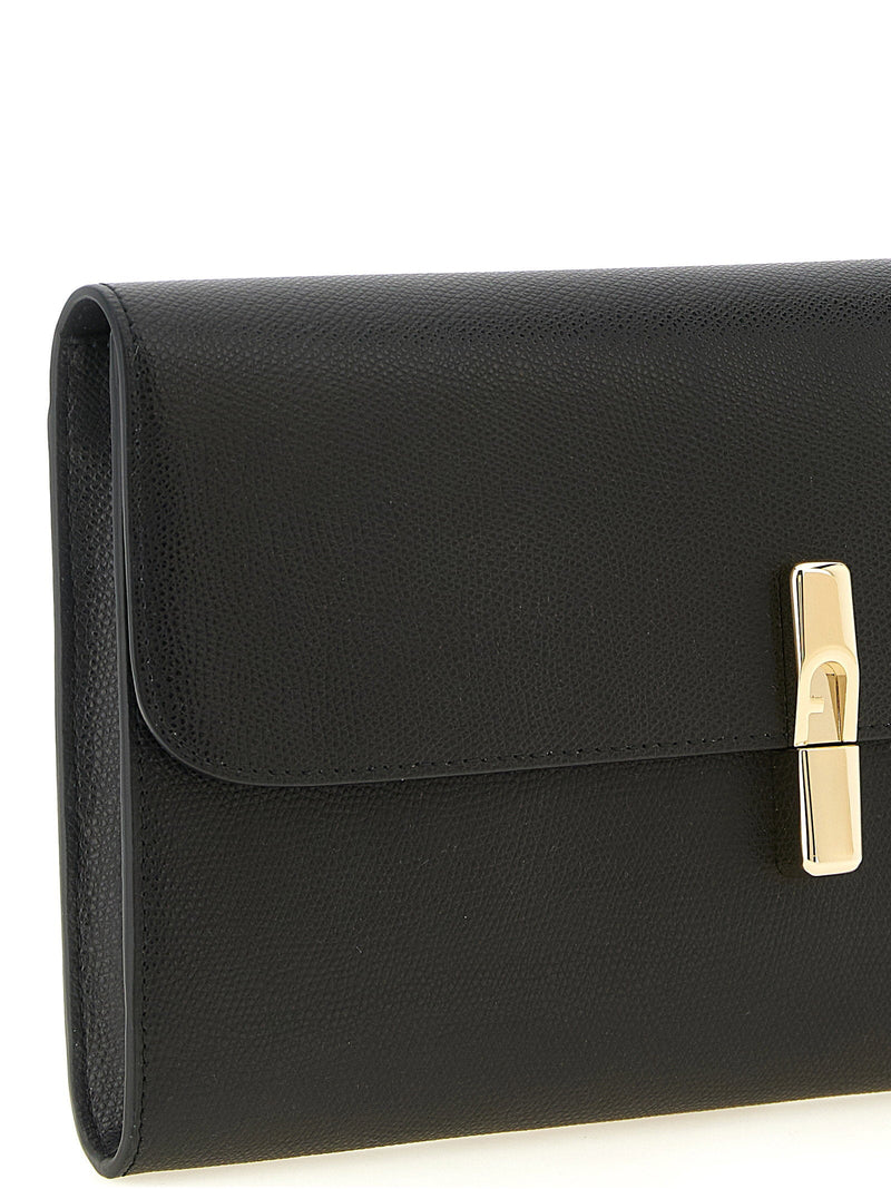 Furla Iride Clutch — Black Printed Calf Leather