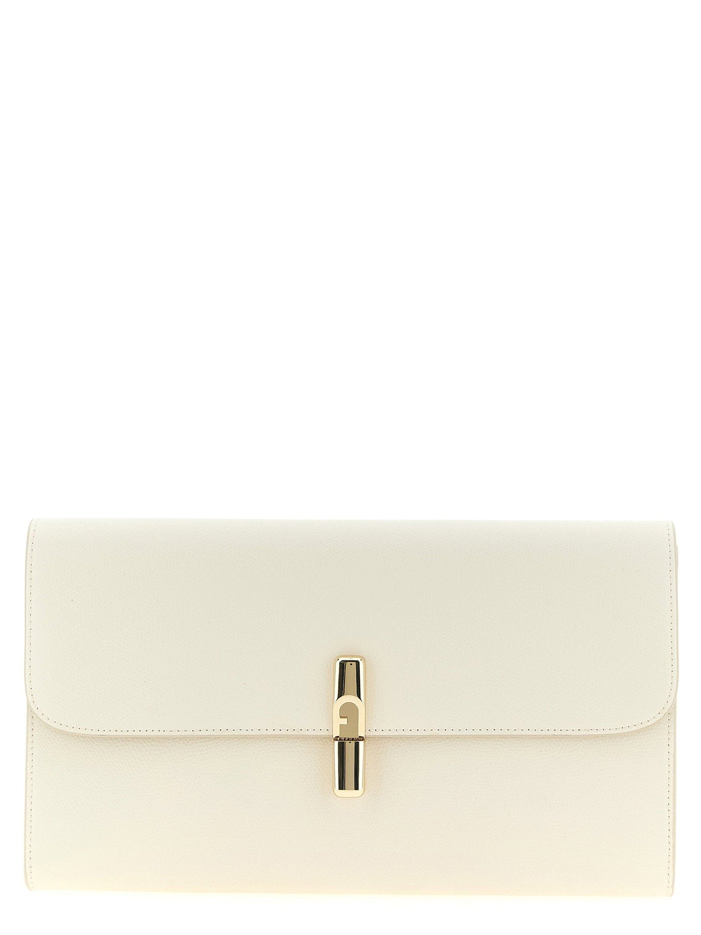 Furla Iride Clutch — Cream Printed Calf Leather