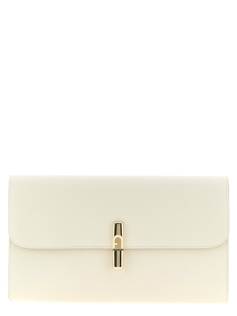 Furla Iride Clutch — Cream Printed Calf Leather