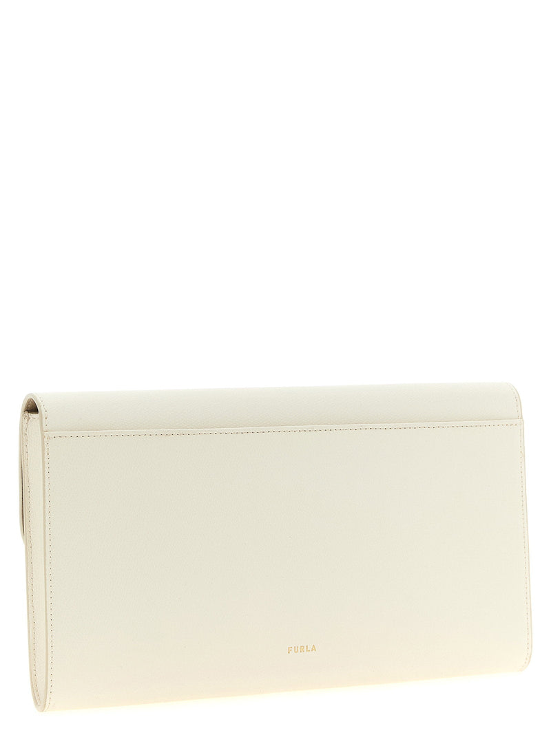 Furla Iride Clutch — Cream Printed Calf Leather