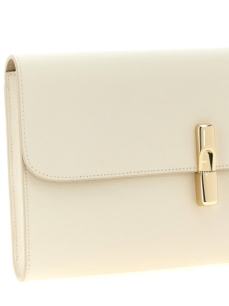 Furla Iride Clutch — Cream Printed Calf Leather