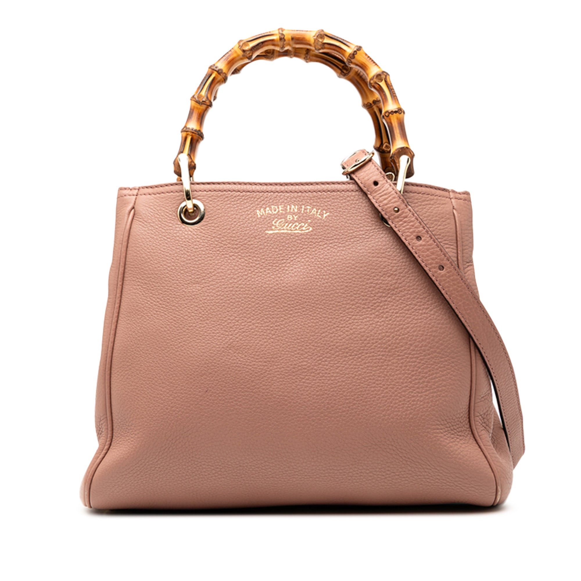 Small Calfskin Bamboo Shopper Satchel - Image 1