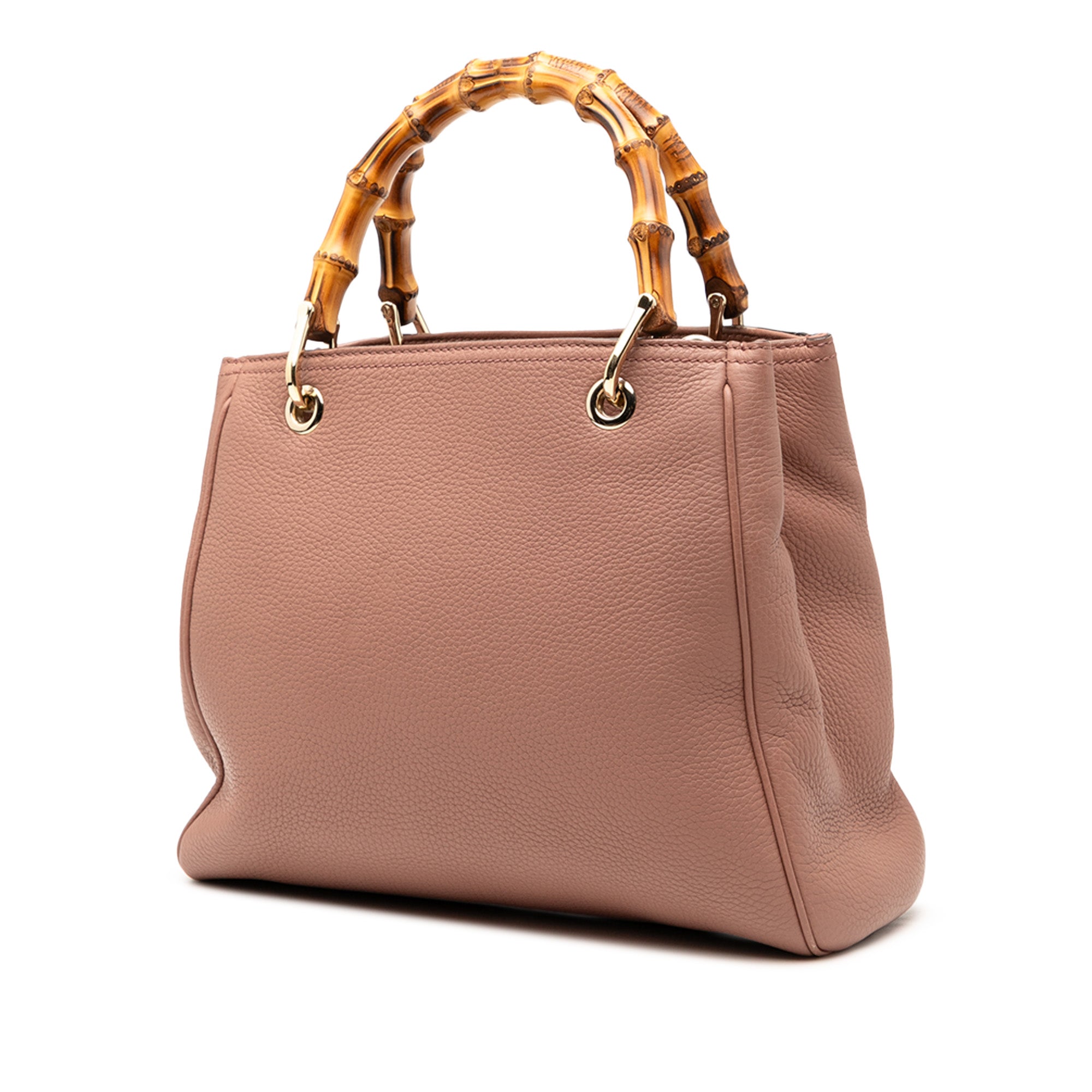 Small Calfskin Bamboo Shopper Satchel - Image 2