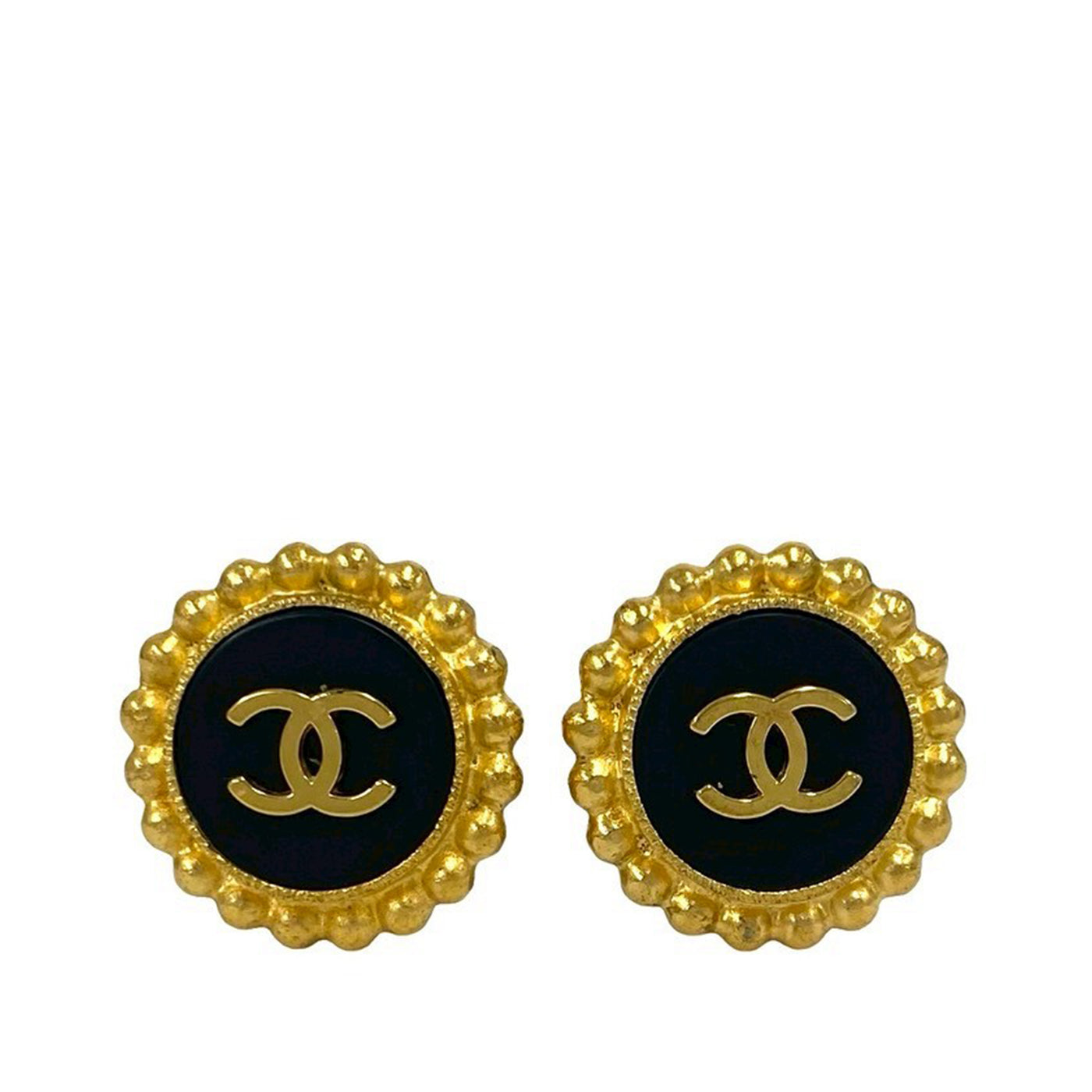 CC Gold Plated Enamel Round Clip On Earrings - Image 1