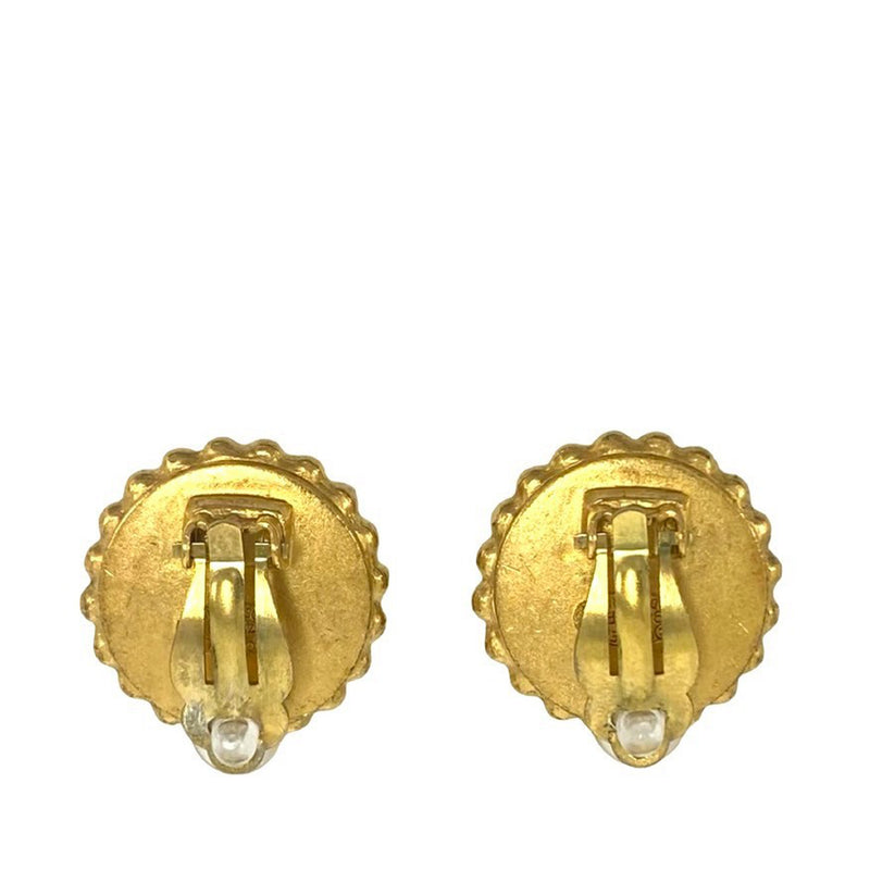 CC Gold Plated Enamel Round Clip On Earrings - Image 2