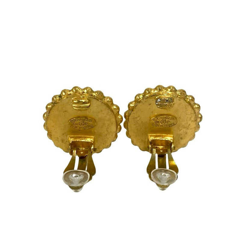 CC Gold Plated Enamel Round Clip On Earrings - Image 3
