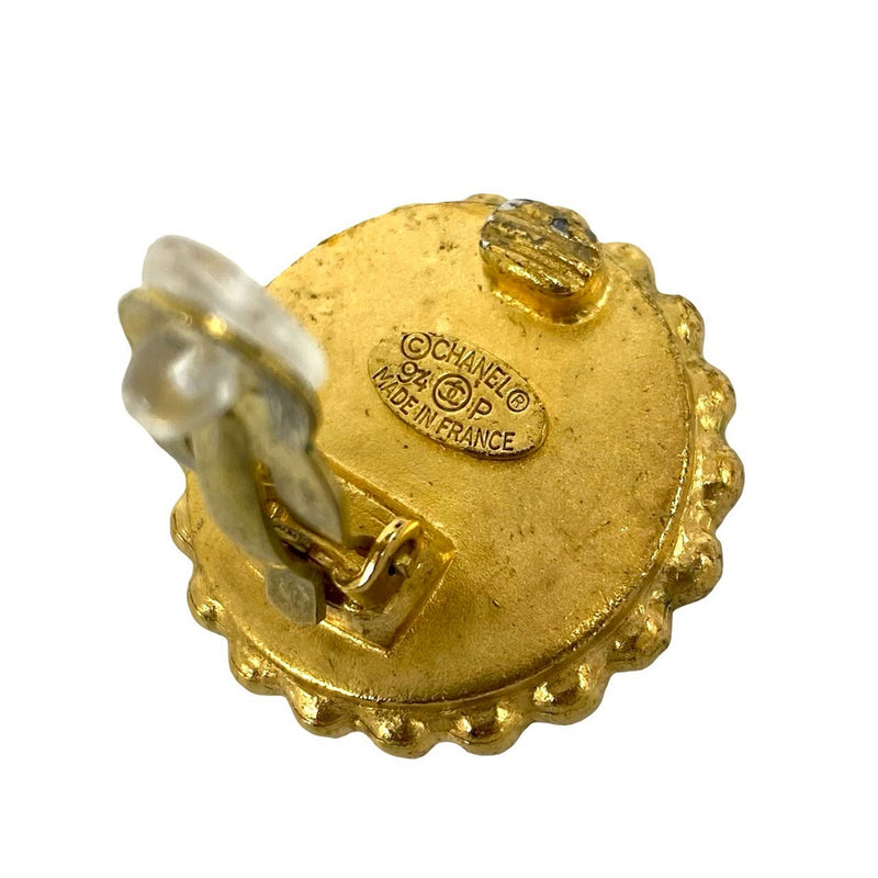 CC Gold Plated Enamel Round Clip On Earrings - Image 6