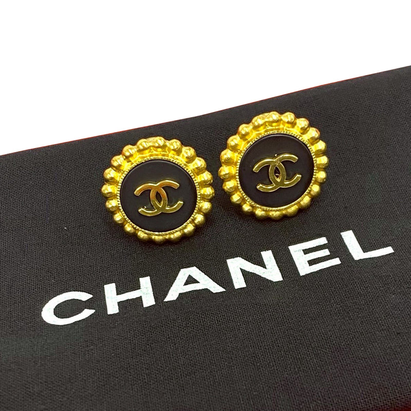 CC Gold Plated Enamel Round Clip On Earrings - Image 7