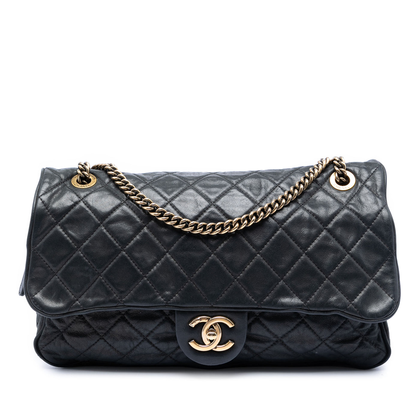 Large Quilted Iridescent Calfskin Shiva Flap - Image 1