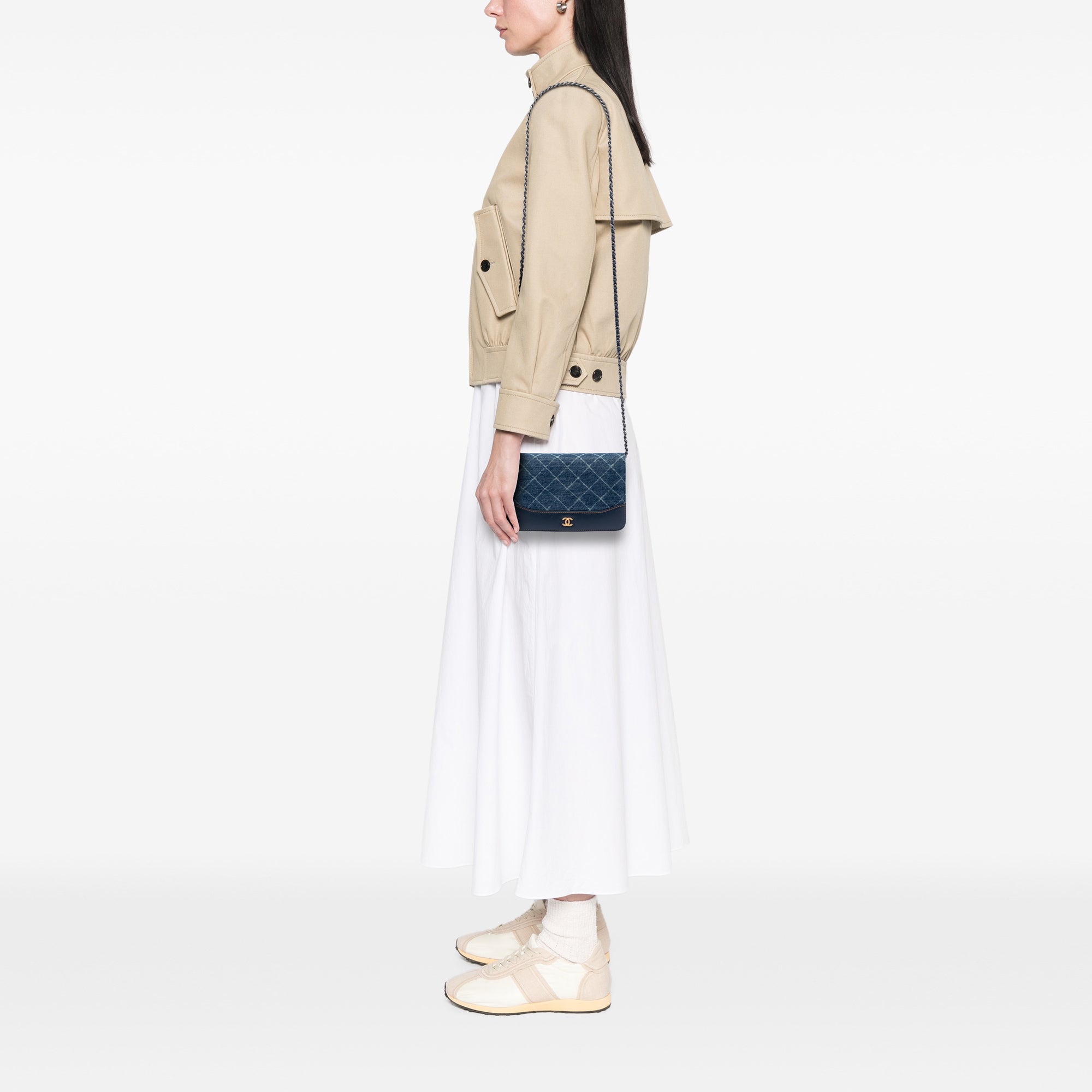 Printed Denim and Calfskin Gabrielle Wallet On Chain - Image 6