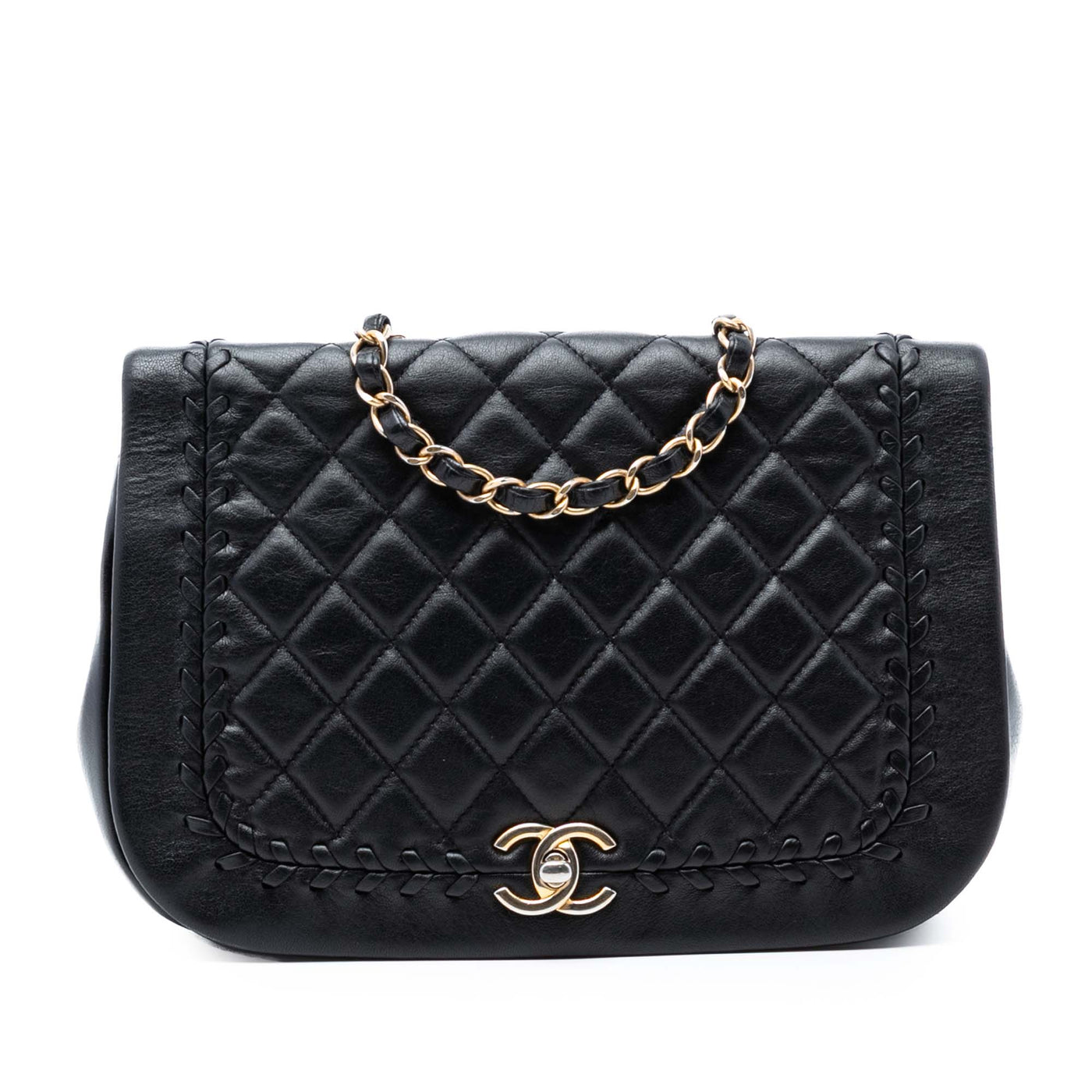 Quilted Lambskin Braided Saddle Flap - Image 1