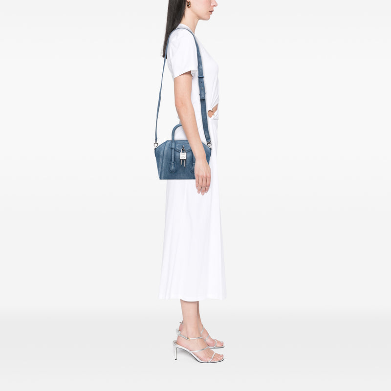 Mini Denim Antigona Lock Bag - Image 6