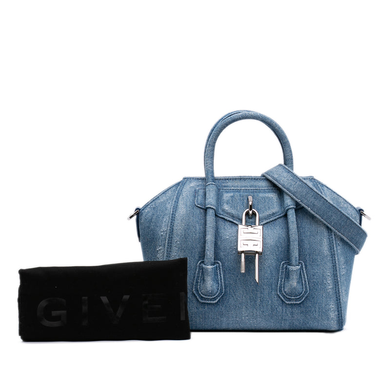 Mini Denim Antigona Lock Bag - Image 7