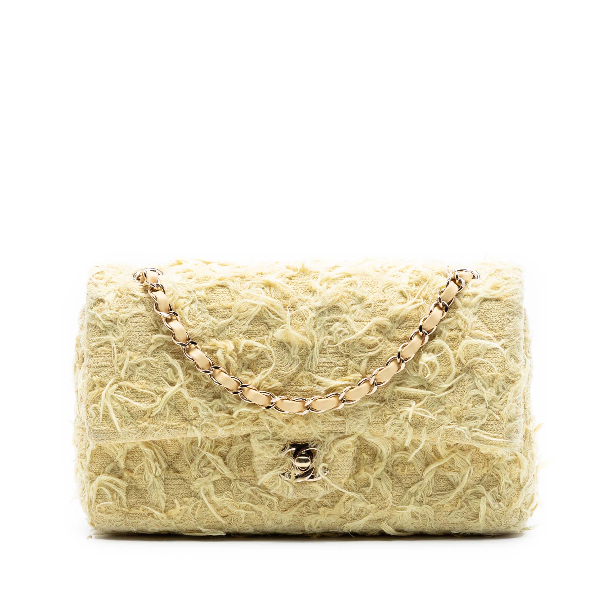 Medium Classic Fringed Tweed Double Flap - Image 1