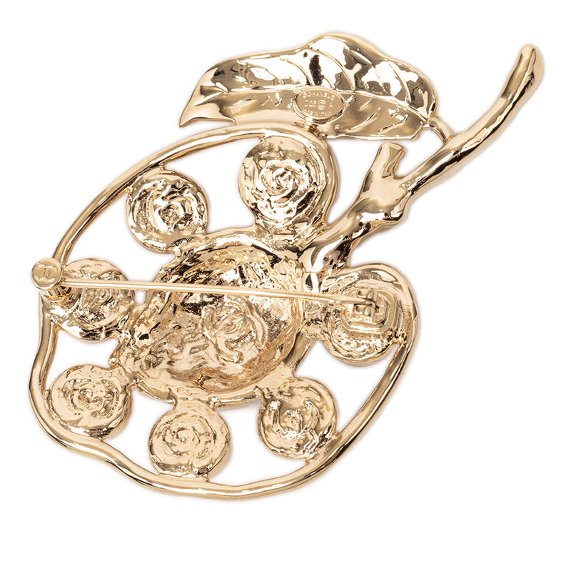 Gold Plated CC Strass and Gripoix Fruit Pin Brooch - Image 2