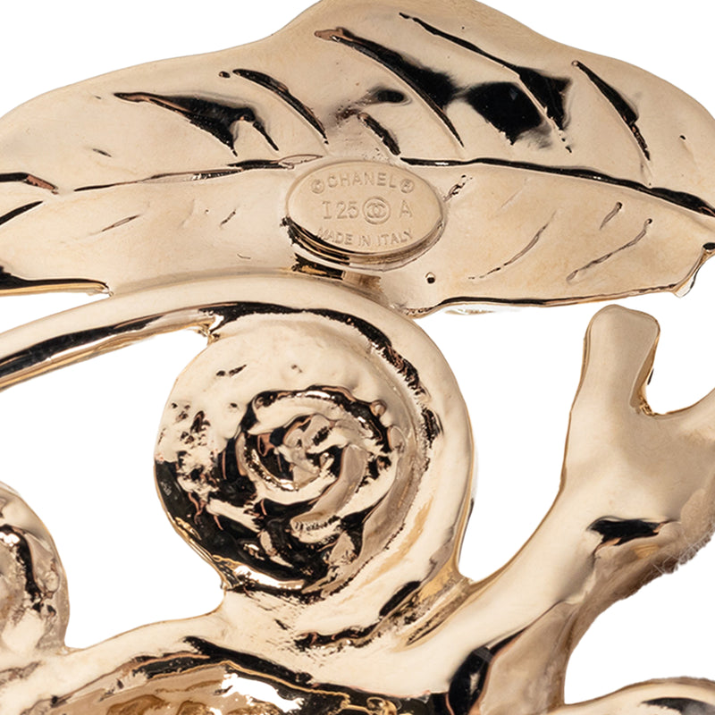 Gold Plated CC Strass and Gripoix Fruit Pin Brooch - Image 3