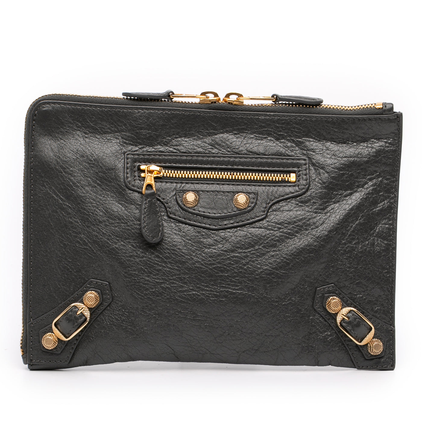 Lambskin Motocross Giant 12 Zip Around Flat Clutch - Image 1