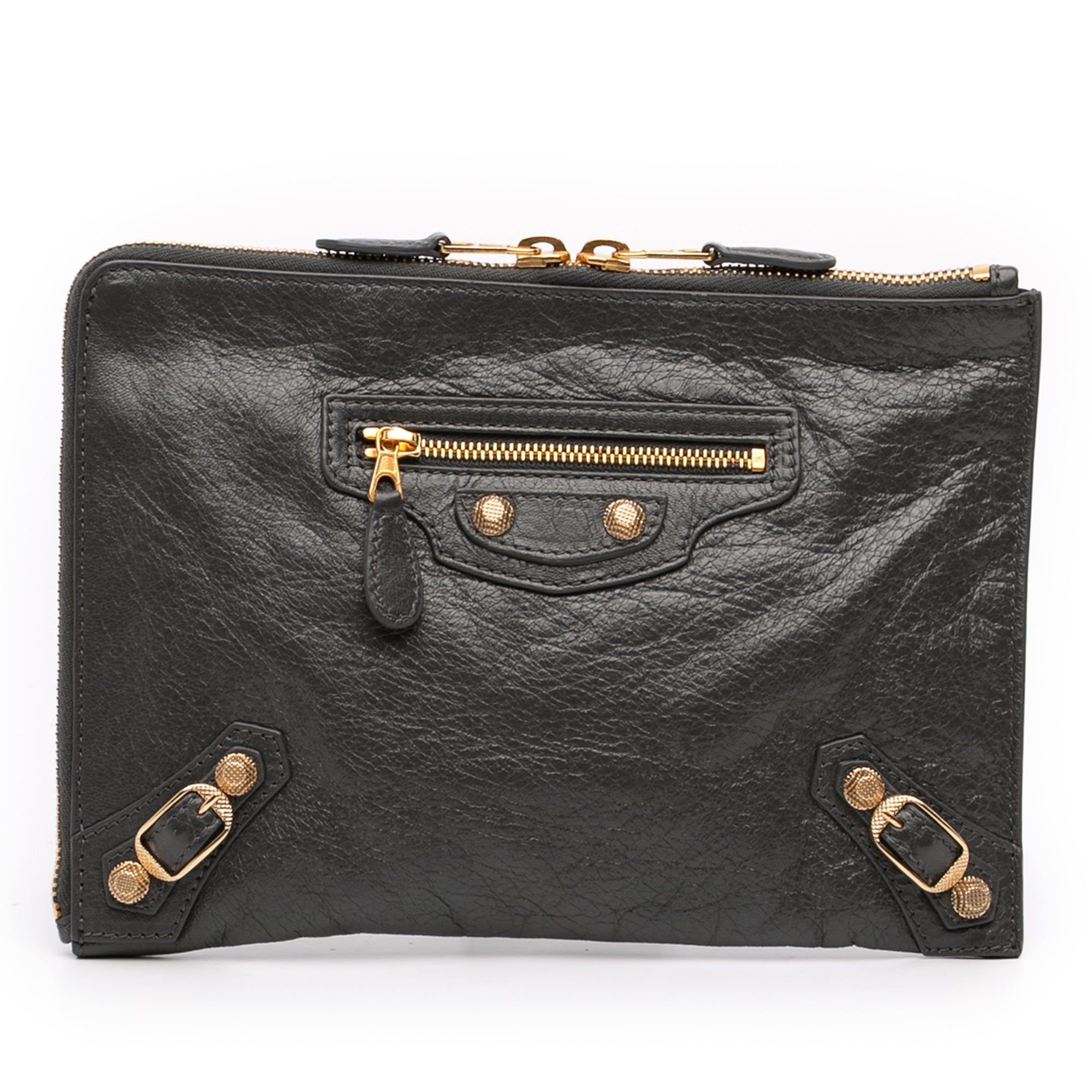 Lambskin Motocross Giant 12 Zip Around Flat Clutch - Image 1