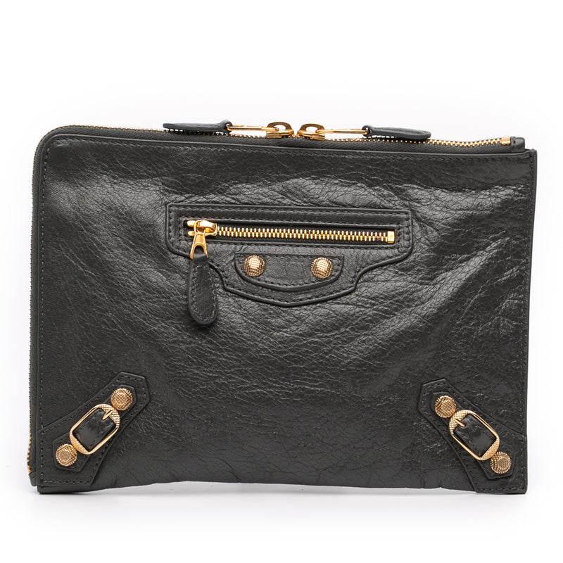 Lambskin Motocross Giant 12 Zip Around Flat Clutch