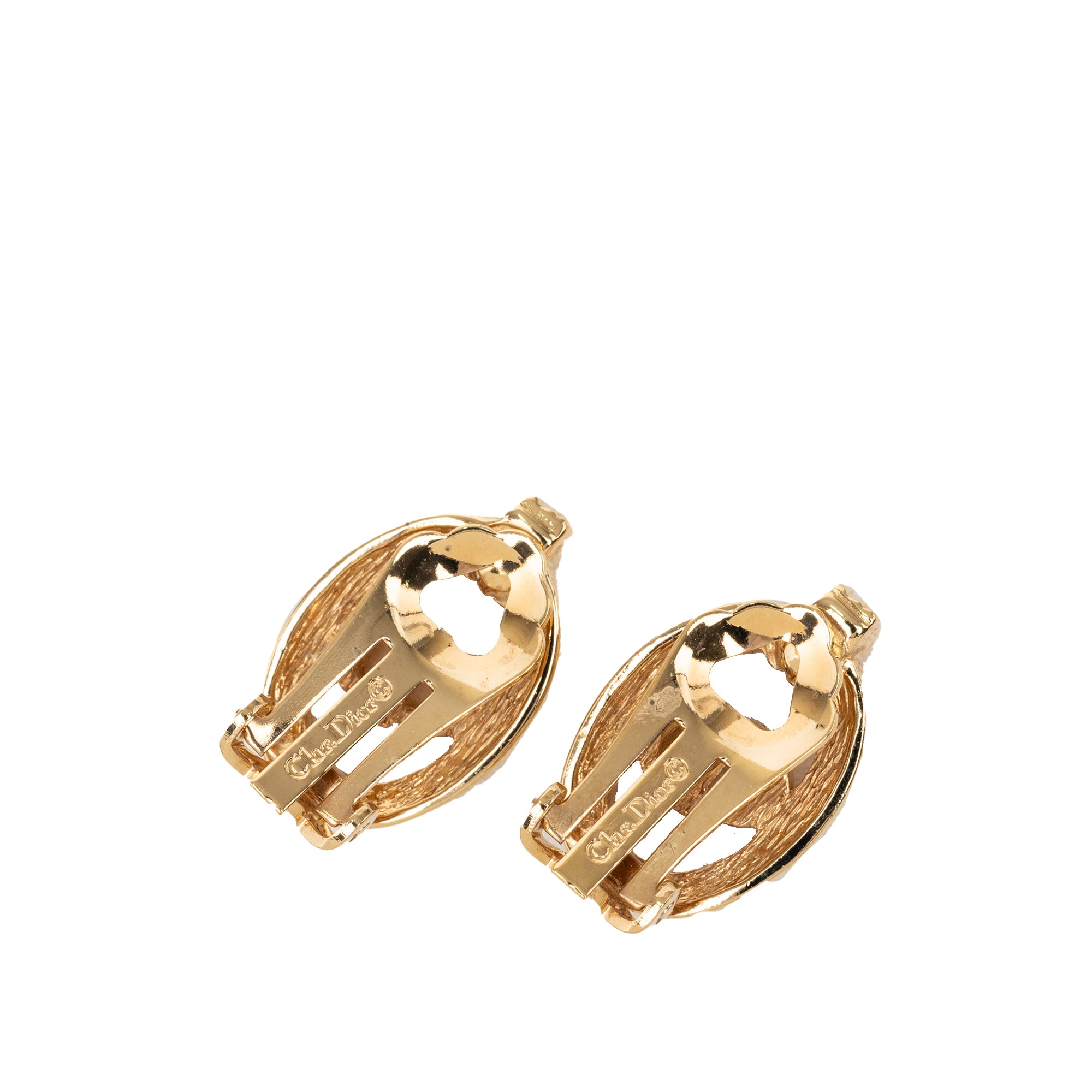 Gold Plated Strass CD Logo Clip On Earrings - Image 2