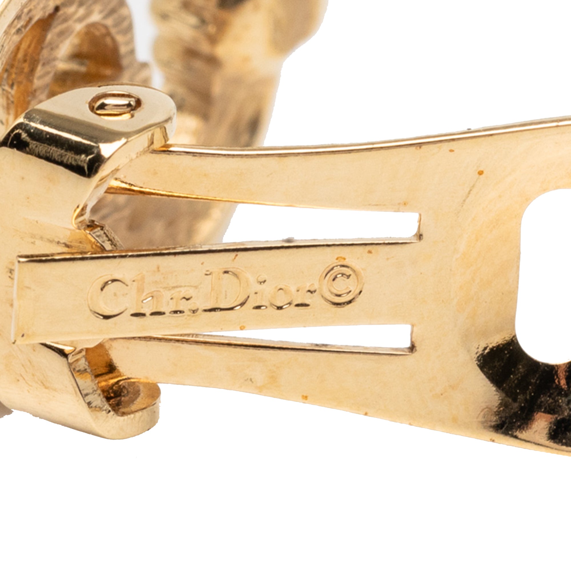 Gold Plated Strass CD Logo Clip On Earrings - Image 3