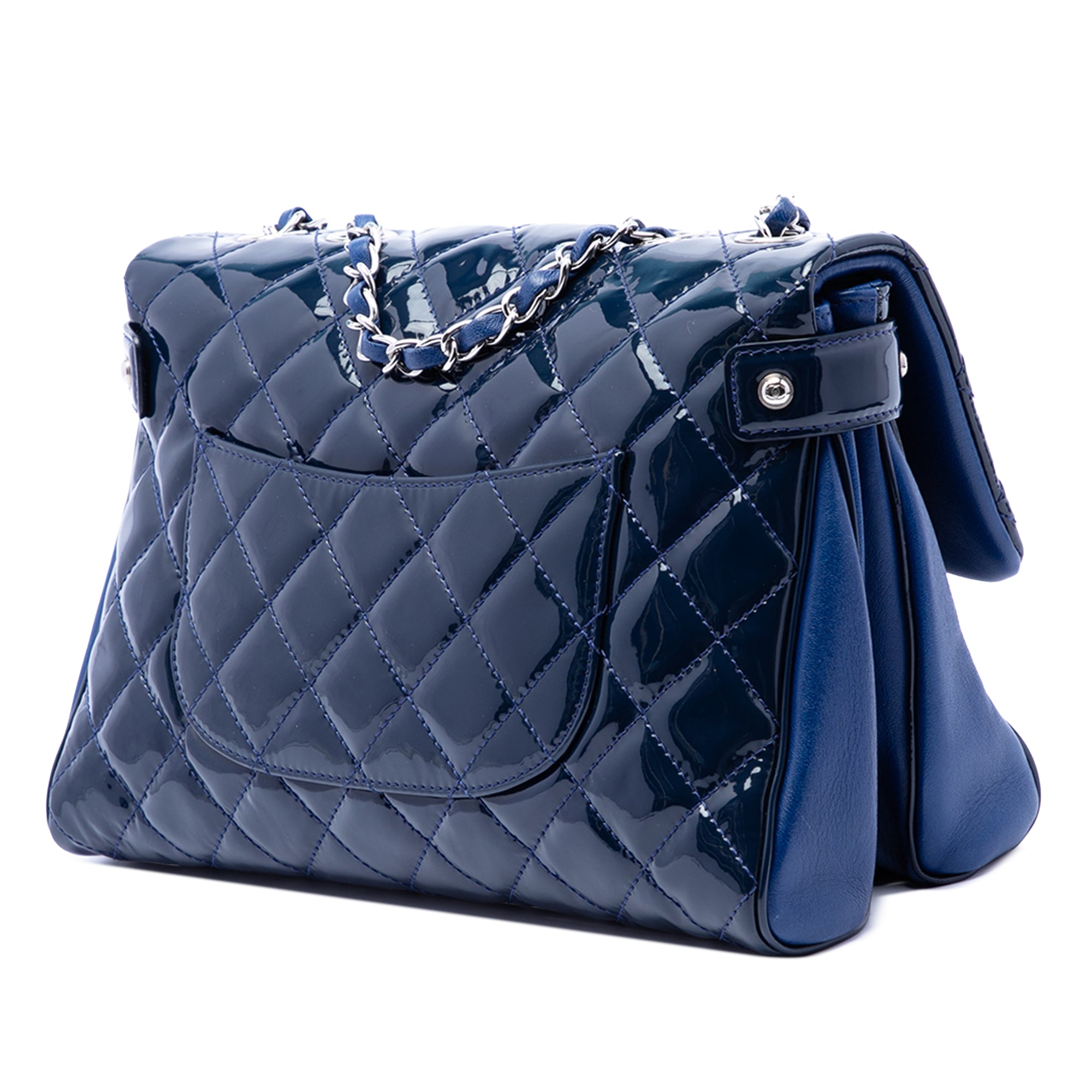 Large CC Quilted Patent Double Compartment Flap - Image 2