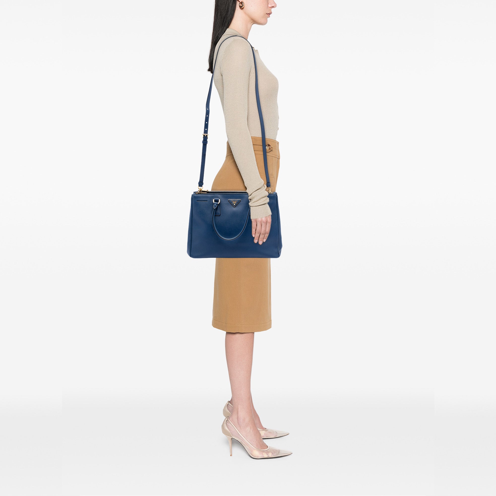 Medium Saffiano Lux Galleria Double Zip Satchel - Image 6
