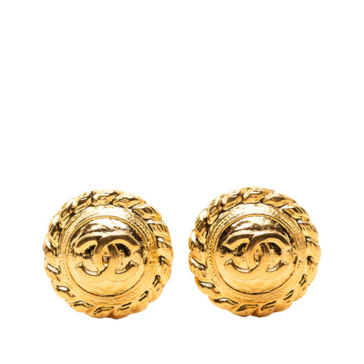 CC Gold Plated Round Clip On Earrings - Image 1