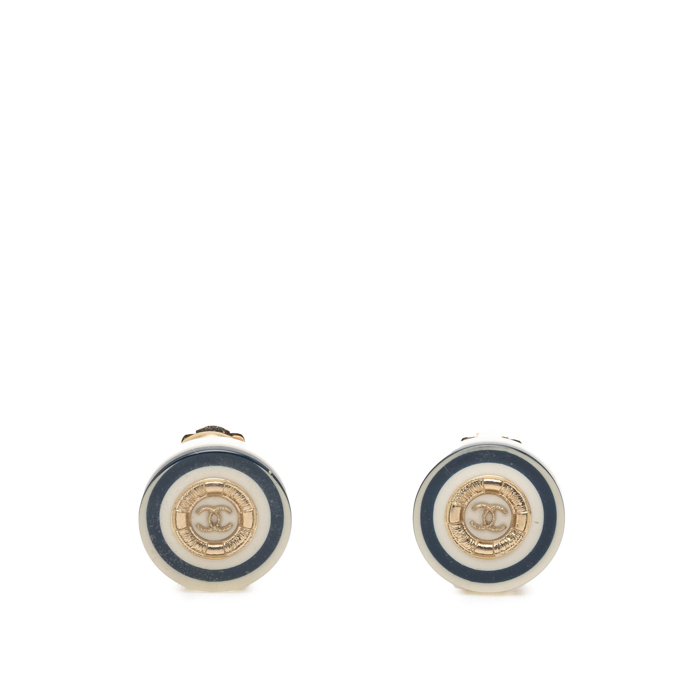 CC Gold Plated Resin Button Clip On Earrings - Image 1
