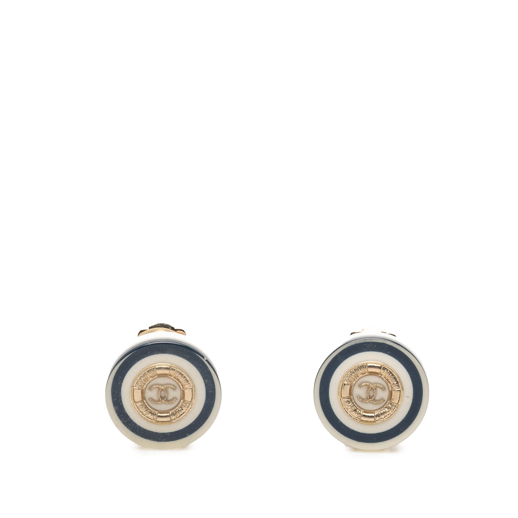CC Gold Plated Resin Button Clip On Earrings - Image 1