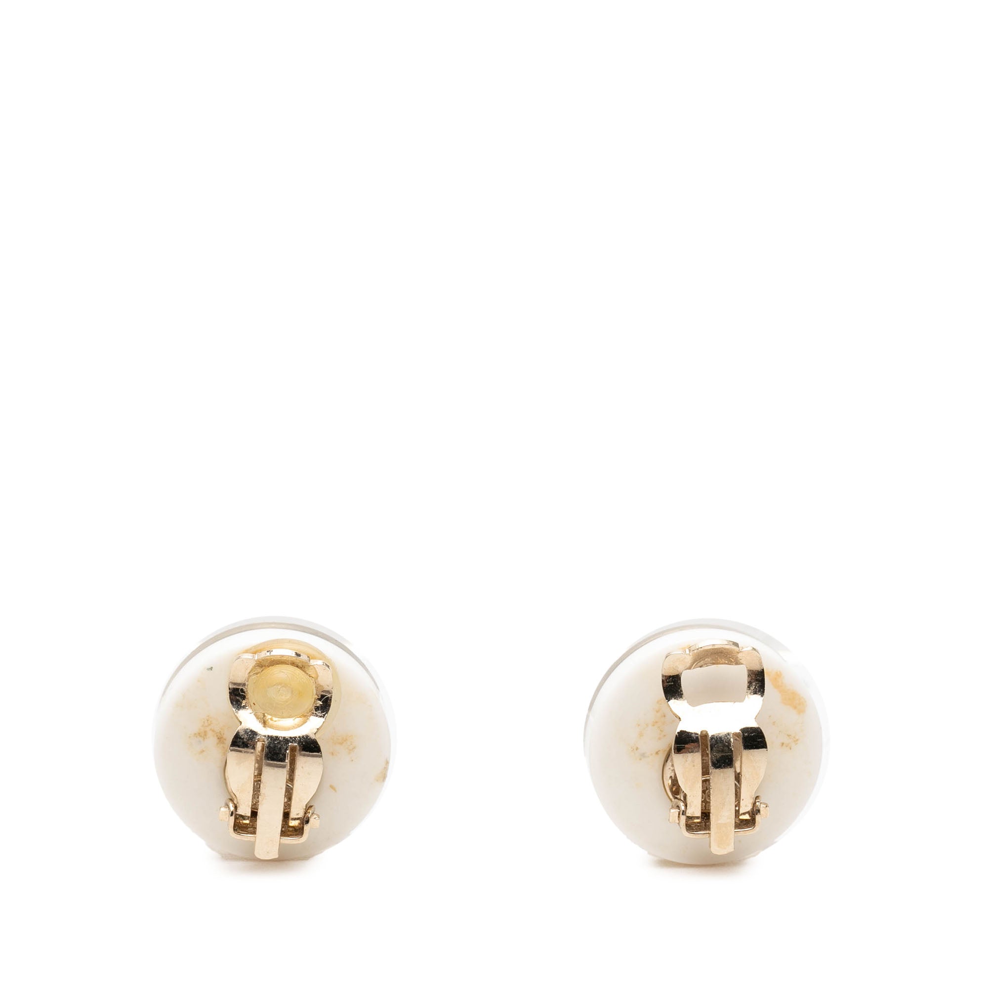 CC Gold Plated Resin Button Clip On Earrings - Image 2