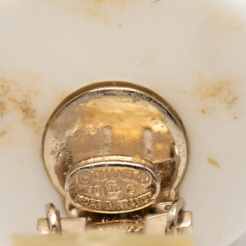 CC Gold Plated Resin Button Clip On Earrings - Image 3