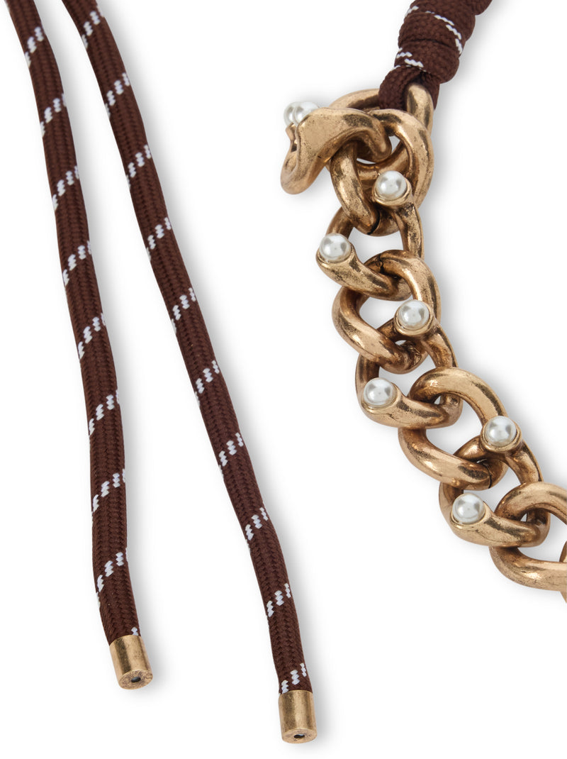 Weekend Max Mara Metal Chain And Cord Necklace — Gold Necklaces