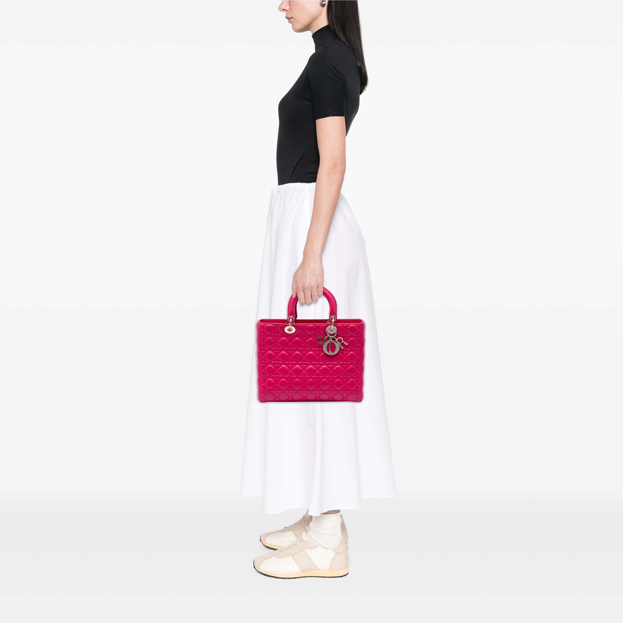 Large Lambskin Cannage Lady Dior - Image 6