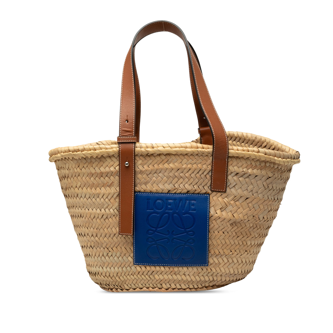 Medium Raffia Anagram Basket Tote - Image 1