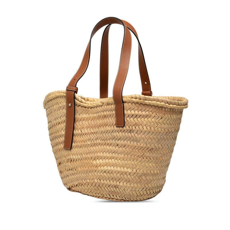 Medium Raffia Anagram Basket Tote - Image 2