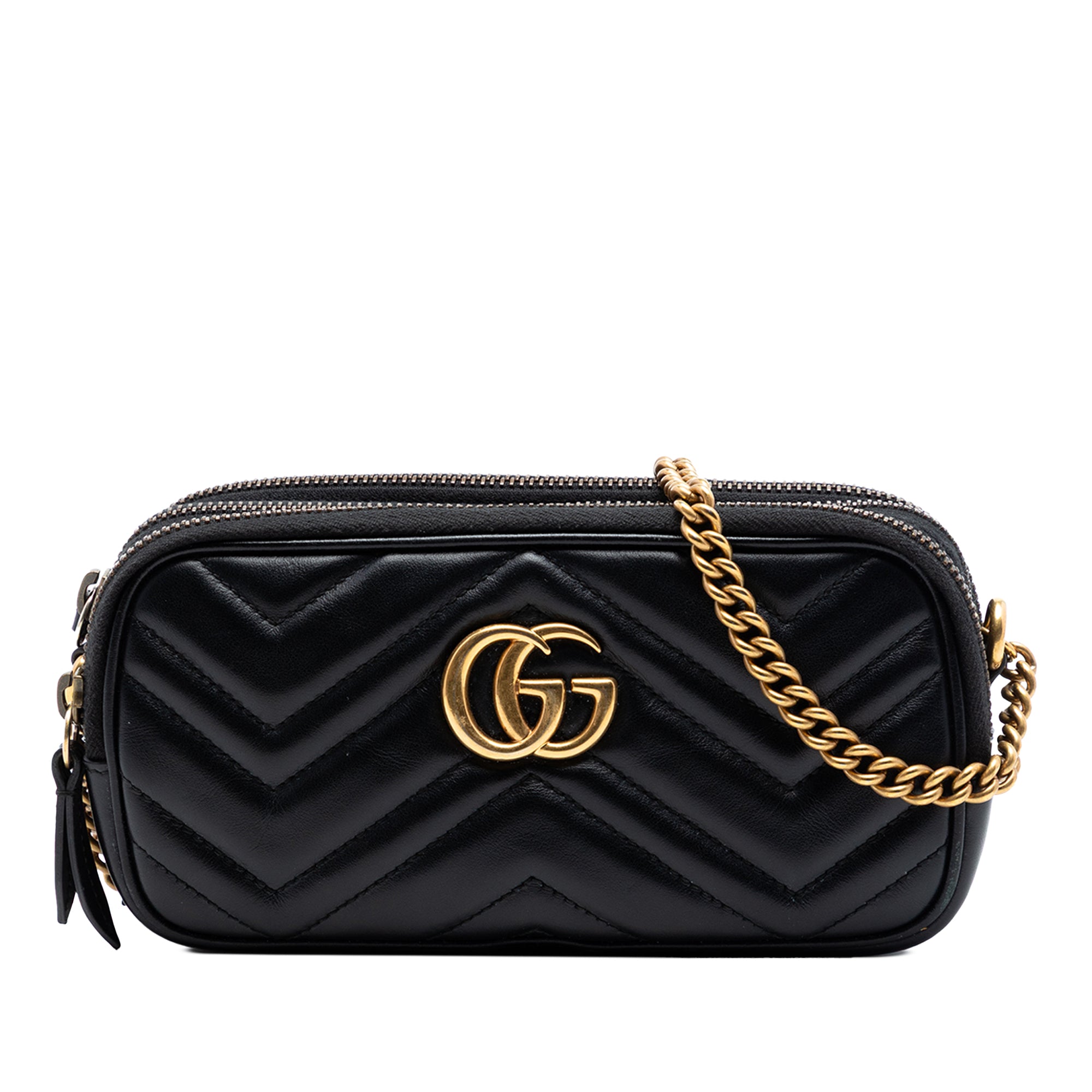 Mini GG Marmont Matelasse Leather Triple Zip Crossbody - Image 1