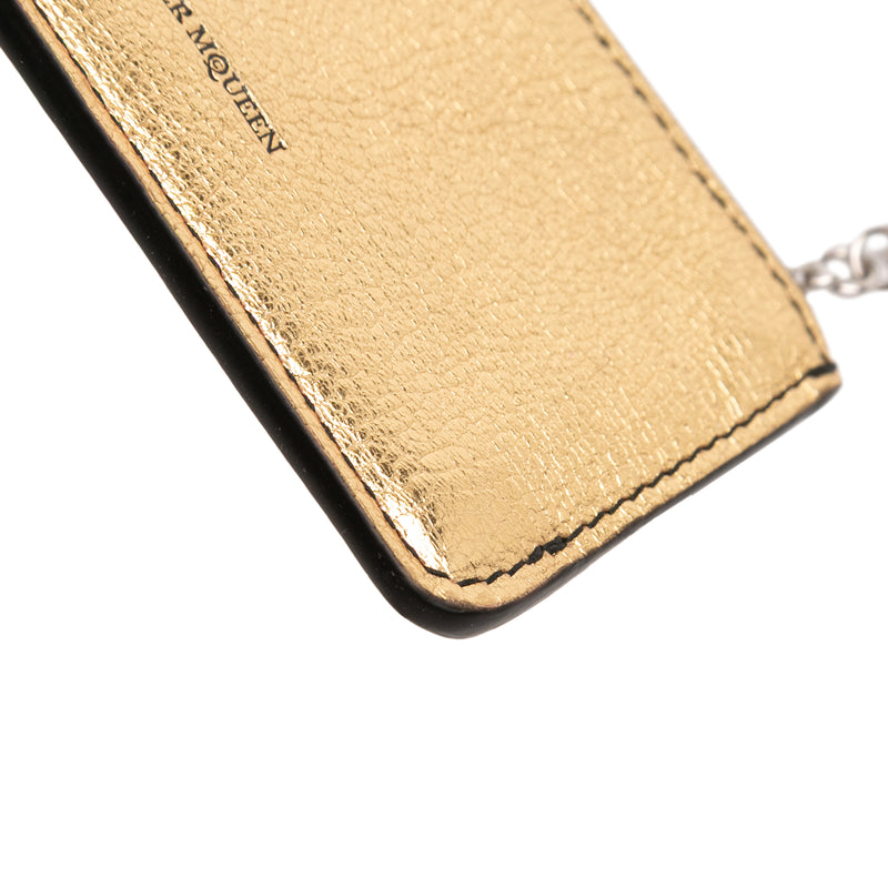 Metallic Leather Skull Charm Zip Card Holder - Image 10