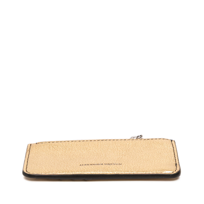 Metallic Leather Skull Charm Zip Card Holder - Image 3