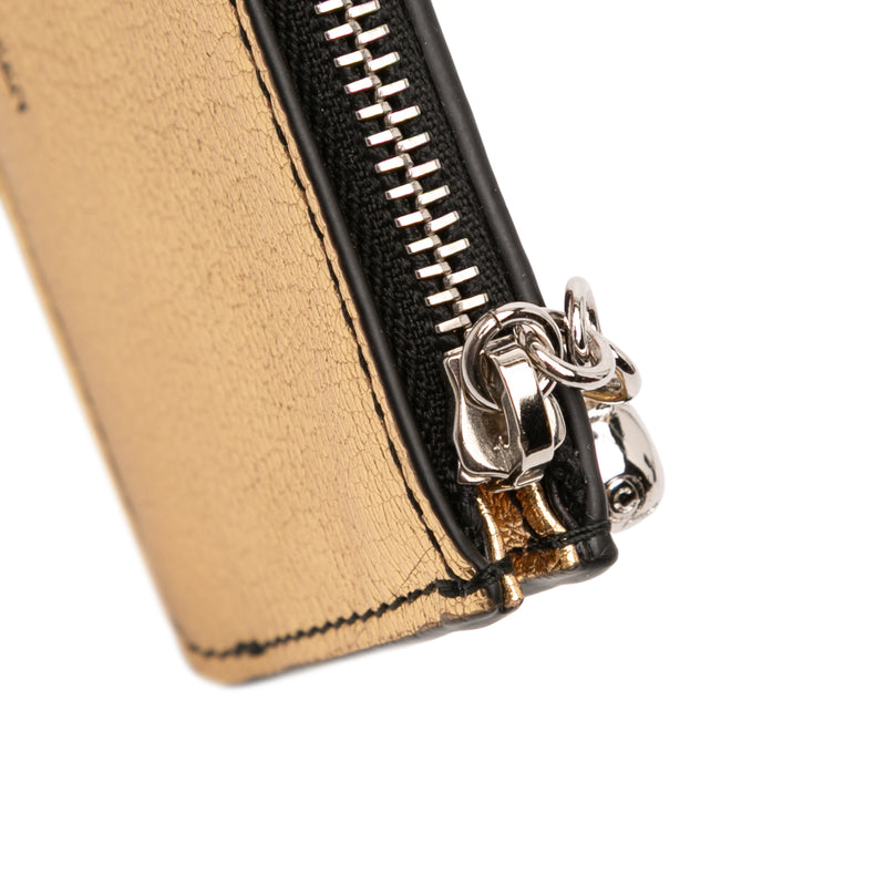 Metallic Leather Skull Charm Zip Card Holder - Image 7