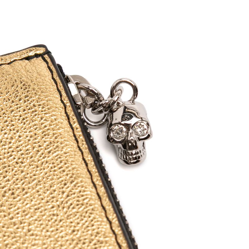 Metallic Leather Skull Charm Zip Card Holder - Image 8
