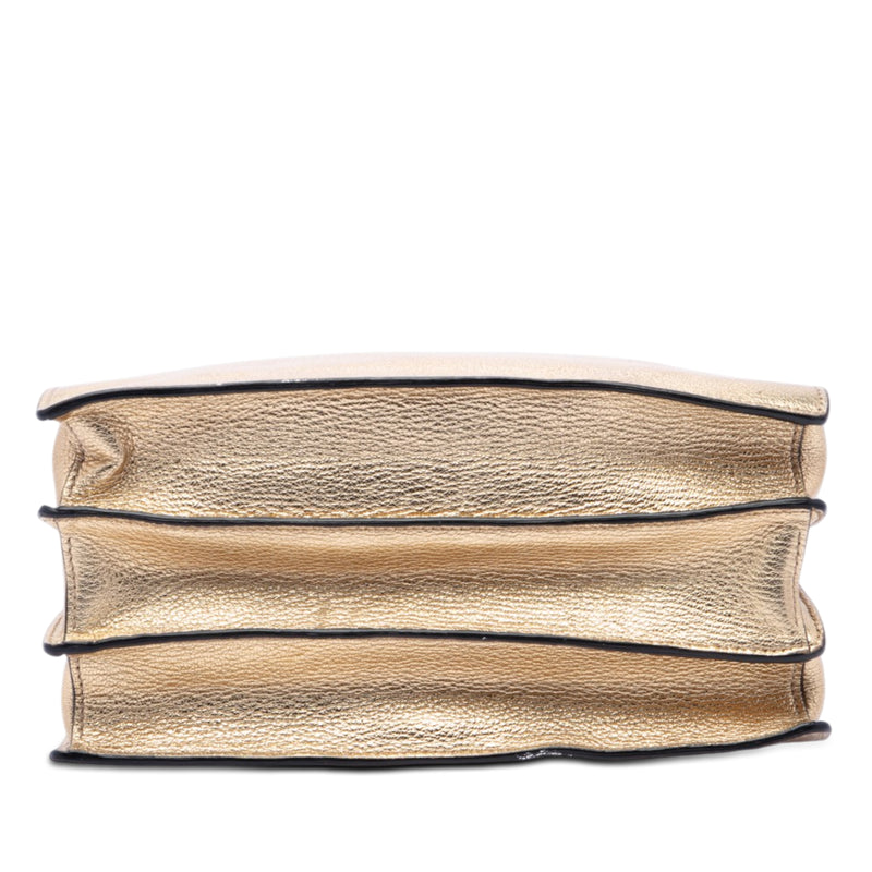Metallic Goatskin Madras Push Lock Tote - Image 3