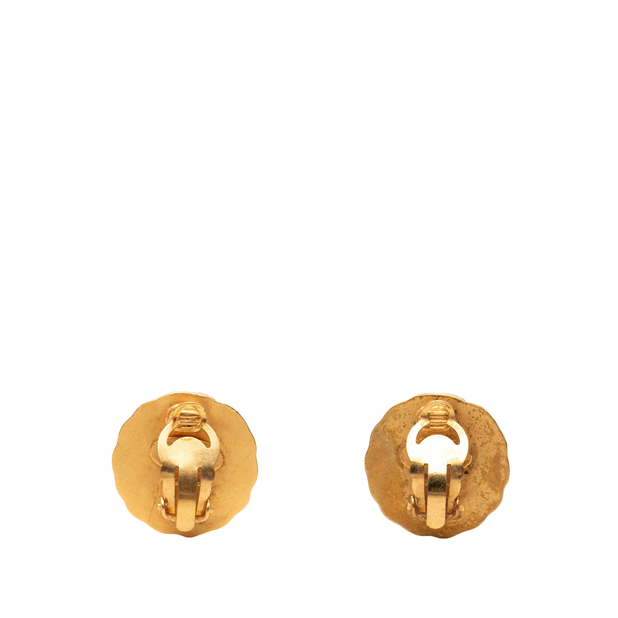 CC Gold Plated Round Clip On Earrings - Image 2