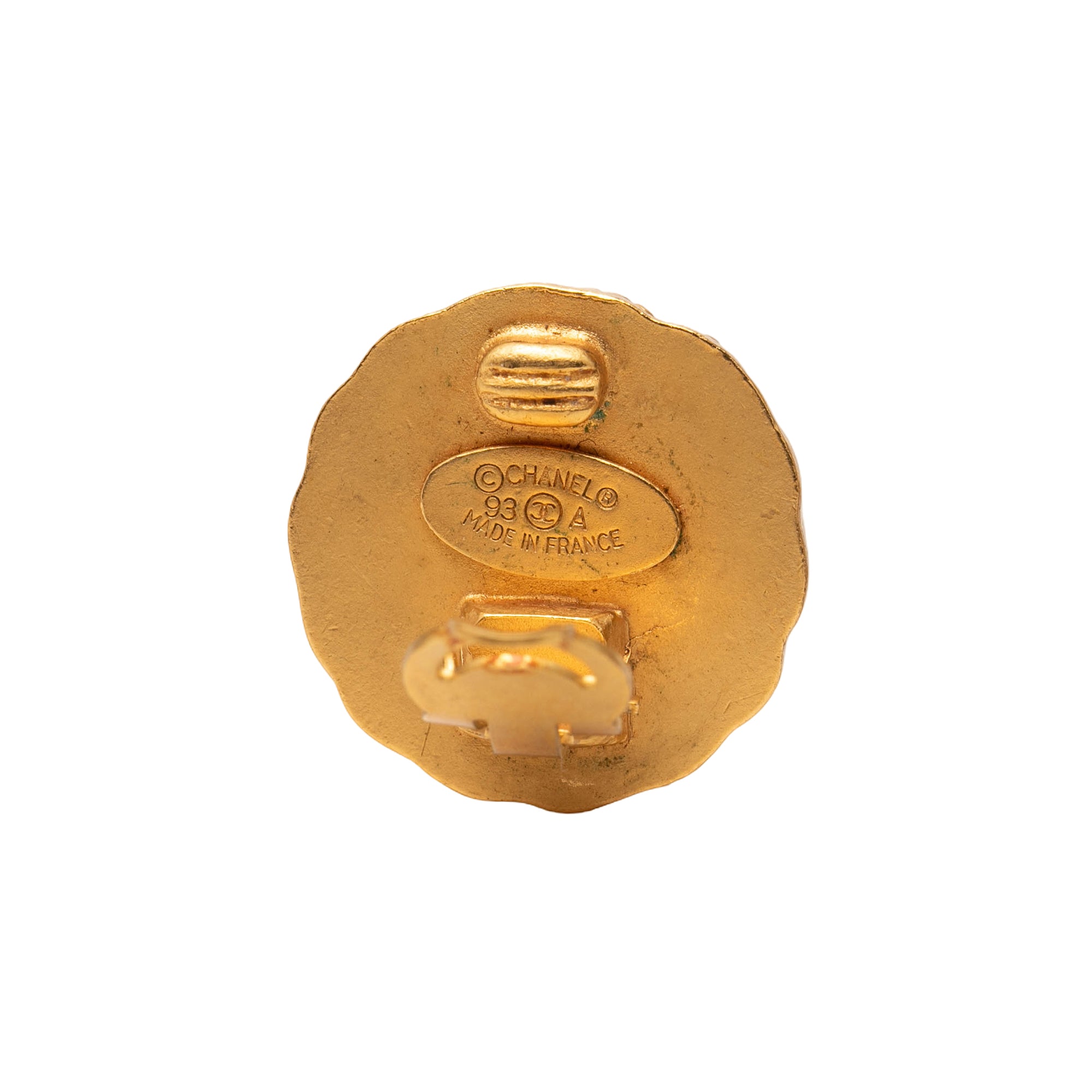 CC Gold Plated Round Clip On Earrings - Image 3
