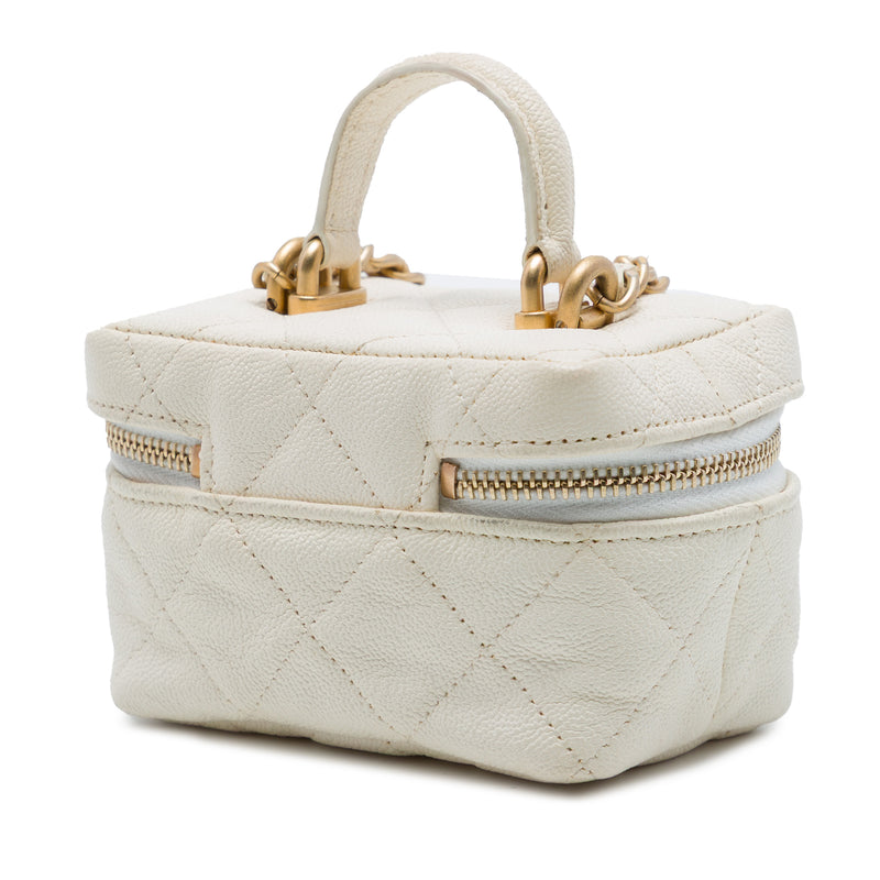 Mini Caviar Chain Zip Around Vanity Case - Image 2