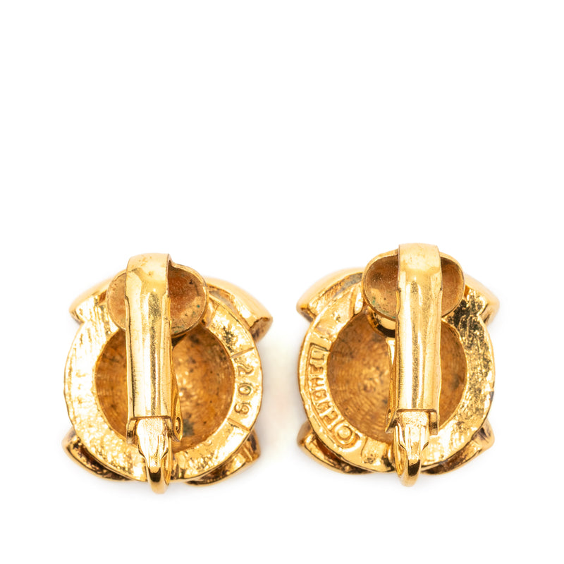 CC Gold Plated Round Clip On Earrings - Image 2