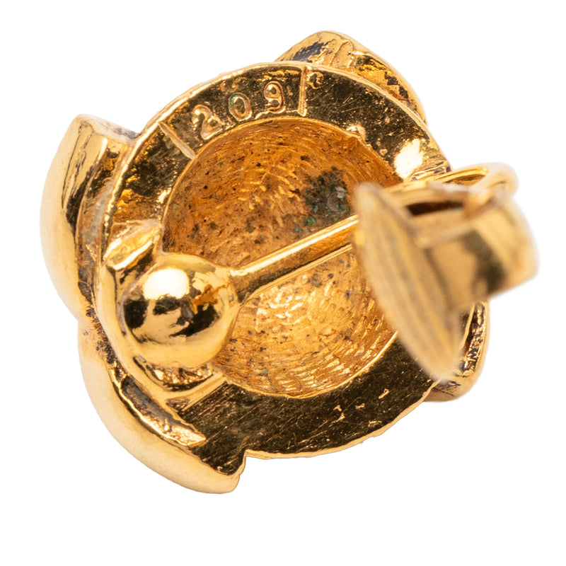 CC Gold Plated Round Clip On Earrings - Image 4