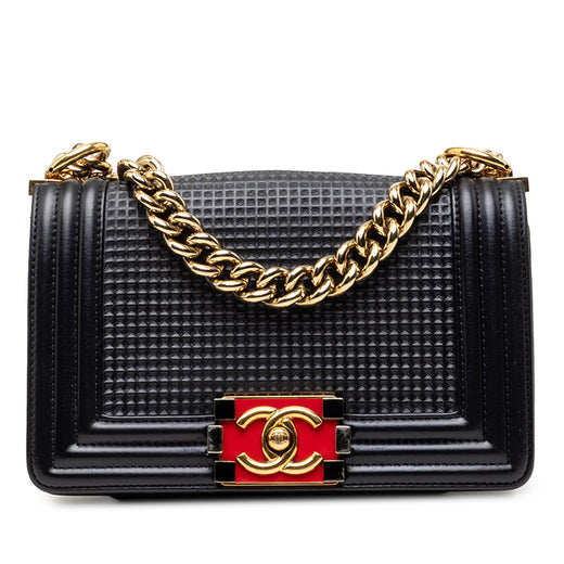 Small Lambskin Embossed Cube Boy Flap - Image 1