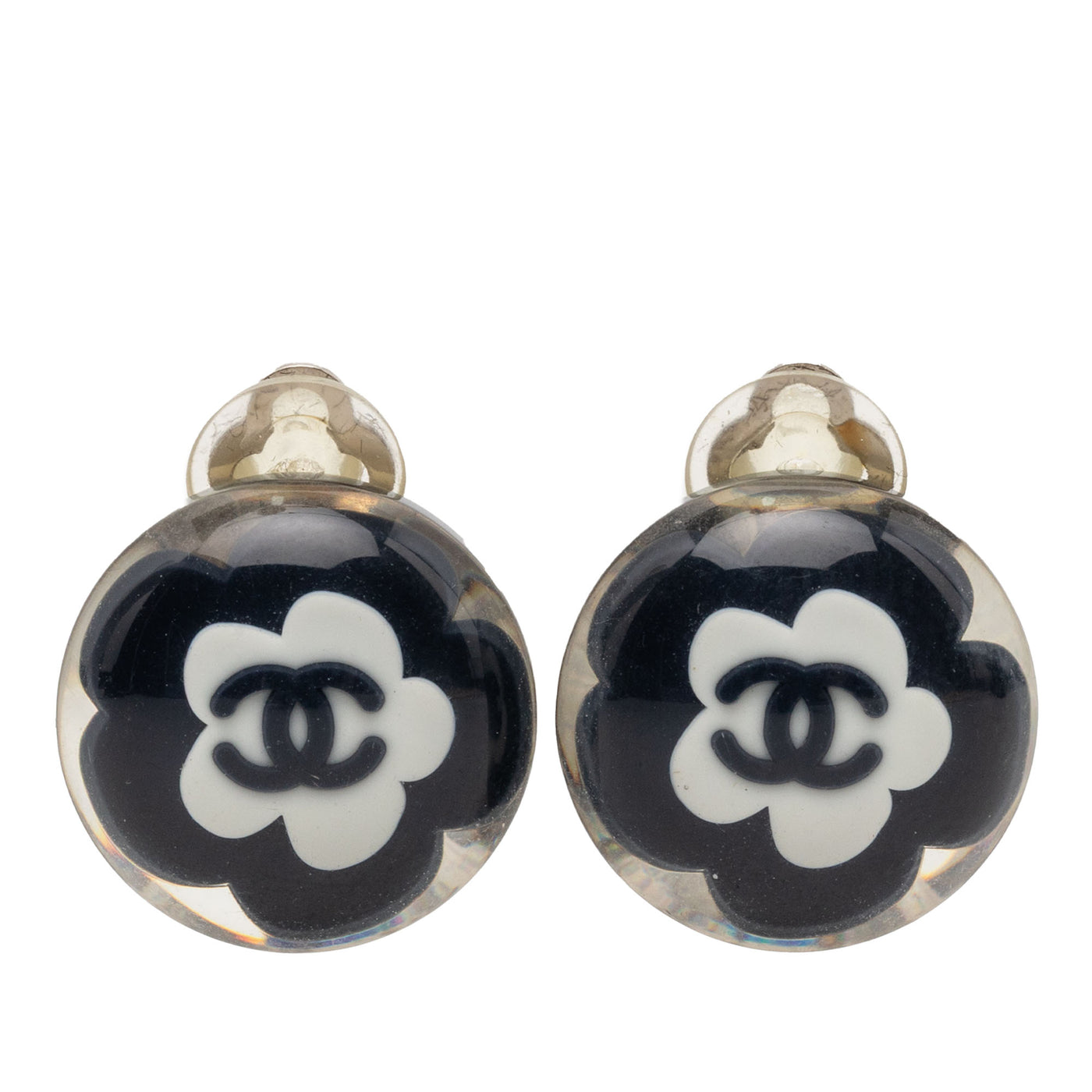 CC Resin Flower Clip On Earrings - Image 1